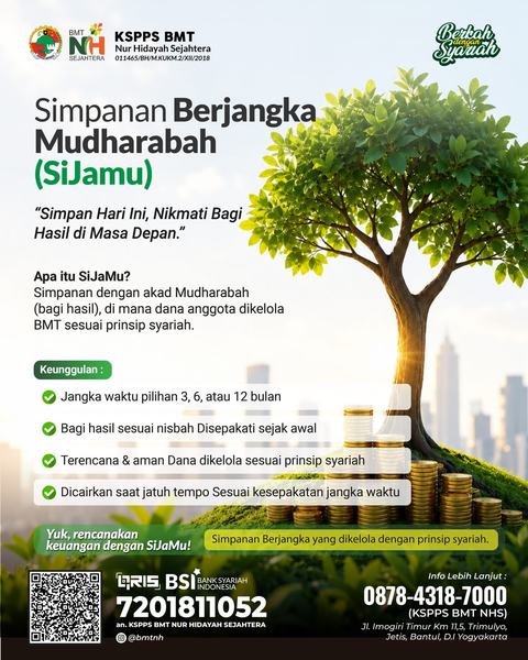 Poster Simpanan Berjangka Mudharabah (SiJaMu) KSPPS BMT Nur Hidayah Sejahtera