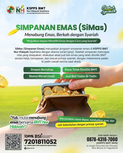 Poster Simpanan Emas (SiMas) KSPPS BMT Nur Hidayah Sejahtera